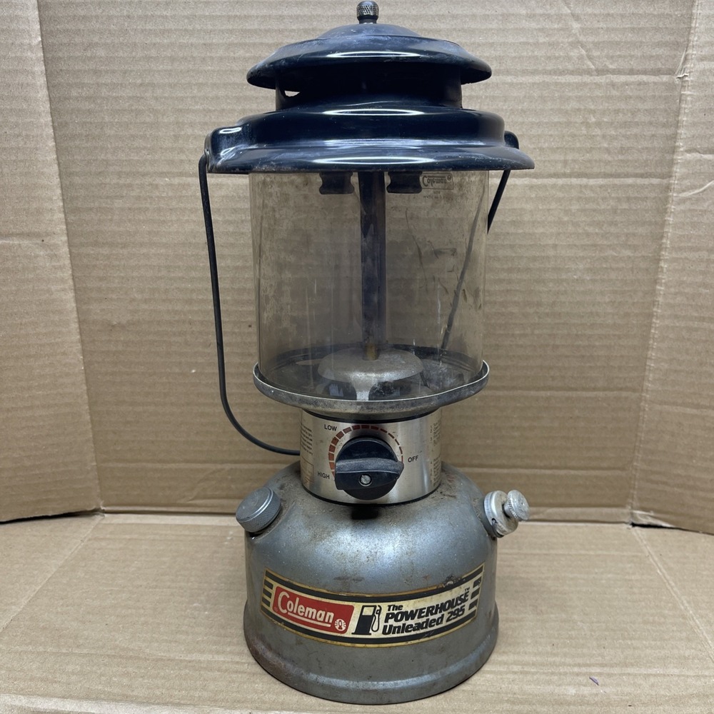 Vintage Coleman Powerhouse Unleaded 295 Dual Fuel 2 Mantle Lantern Untested